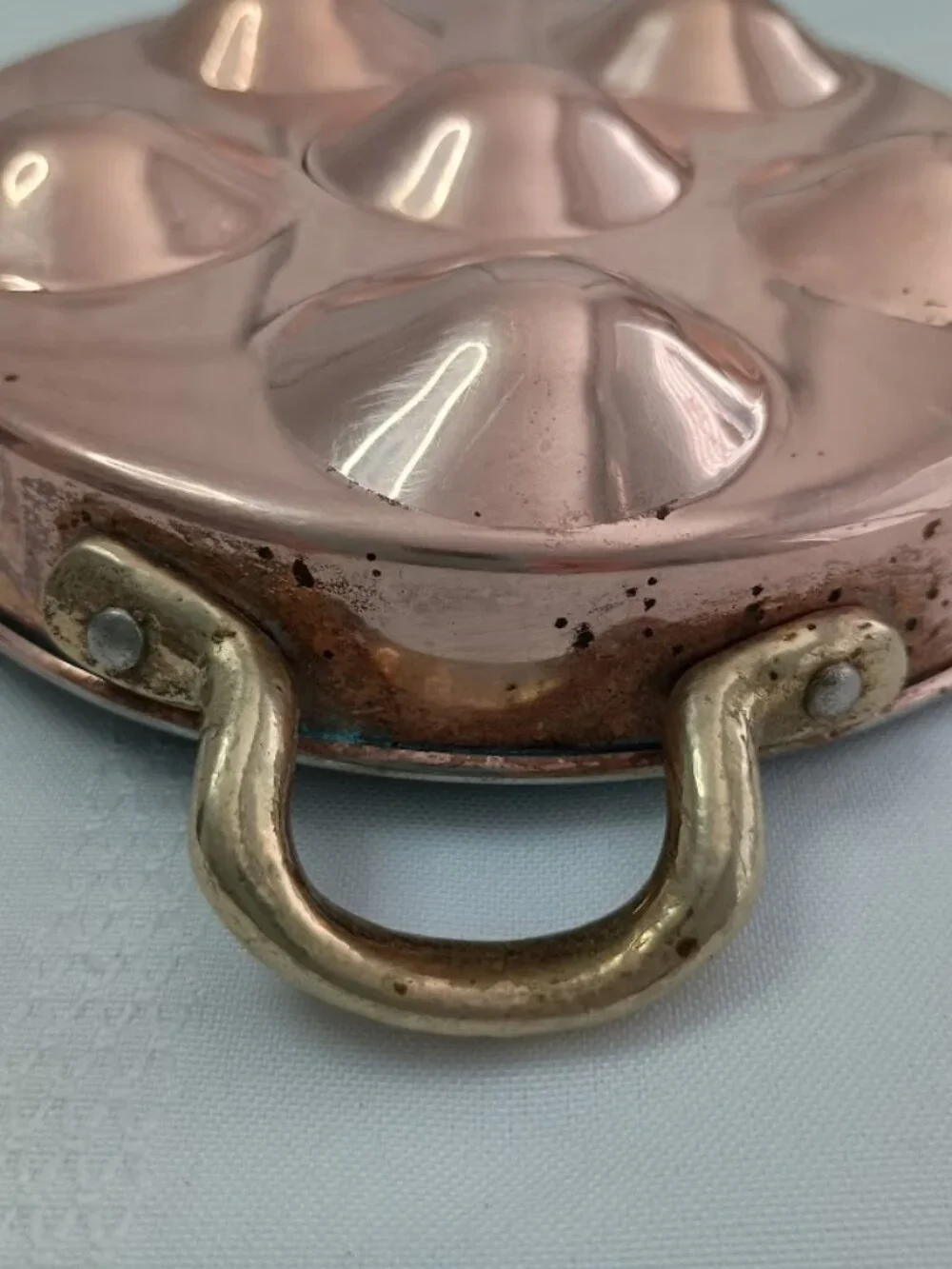 Vintage Copper Egg Poacher/Escorgot Pan with Brass Handles